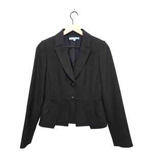 Antonio Melani Gray Single Breasted Peplum Pleated Crop Blazer Sz 2